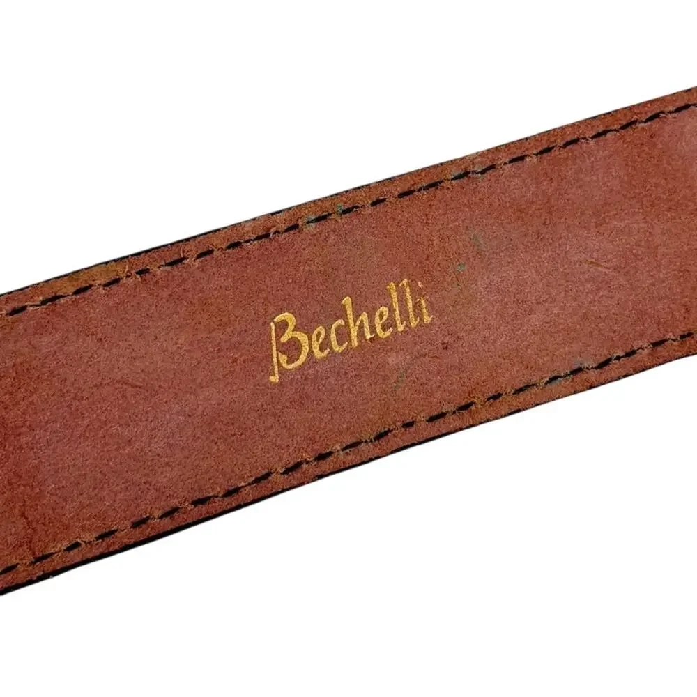 Bechelli Glazed Aniline Cowhide Leather Belt Strap Burgundy Size M 34–36